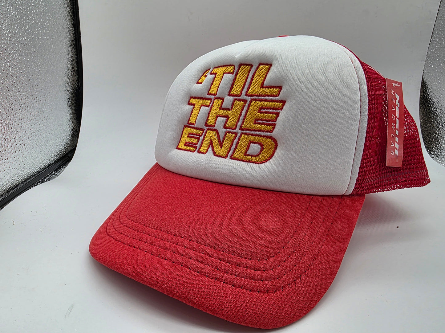 TIL THE END baseball cap trucker mesh style Wembley hat RED