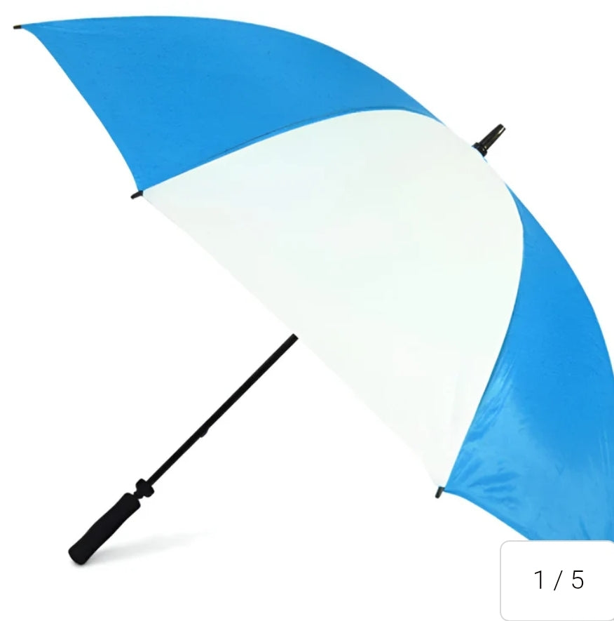Umbrella - CLUB BADGE on white- Large 60" Golf Umbrellas- BLACK/ WHITE RED/WHITE GREEN/WHITE BLUE/WHITE