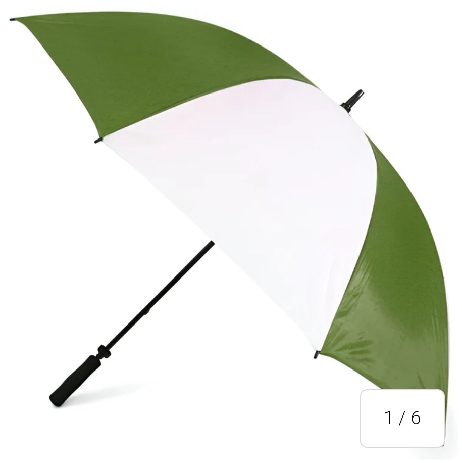 Umbrella - CLUB BADGE on white- Large 60" Golf Umbrellas- BLACK/ WHITE RED/WHITE GREEN/WHITE BLUE/WHITE