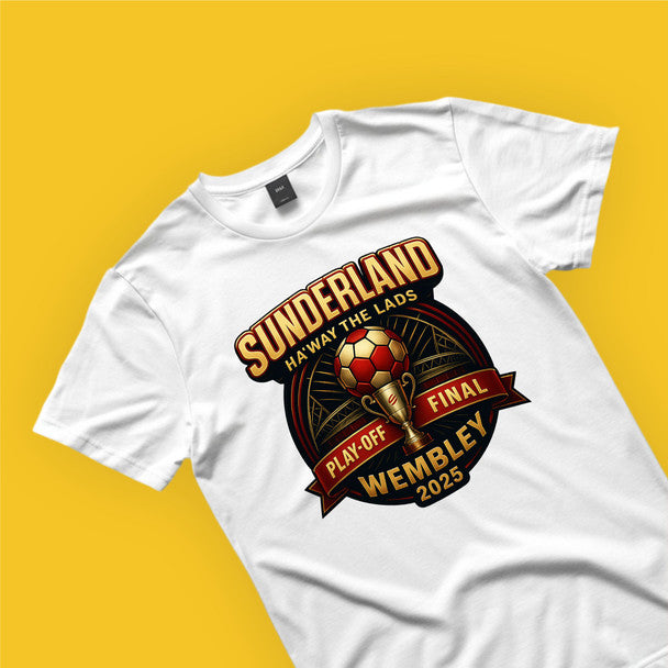Sunderland ha'way the lads playoff final Wembley white kids adults cotton tshirt