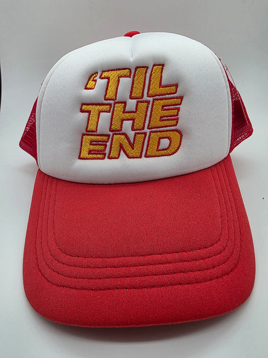 TIL THE END baseball cap trucker mesh style Wembley hat RED