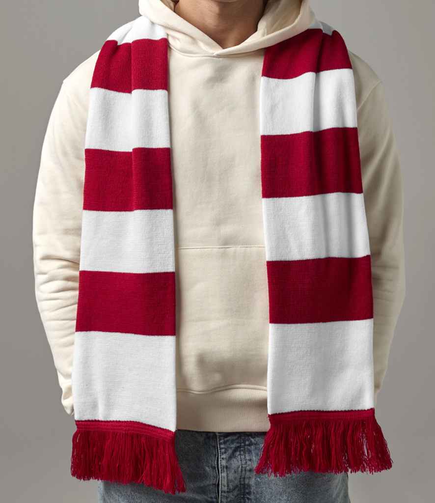 TIL THE END embroidered red and white celebration scarf for Wembley