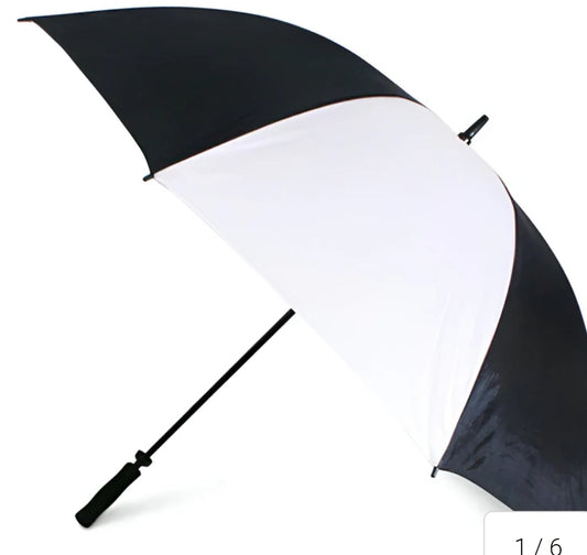 Umbrella - CLUB BADGE on white-  Large 60" Golf Umbrellas- BLACK/ WHITE RED/WHITE GREEN/WHITE  BLUE/WHITE